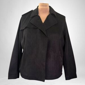 TAHARI Faux Suede BLACK Moto Style Jacket NWT! Size 2X